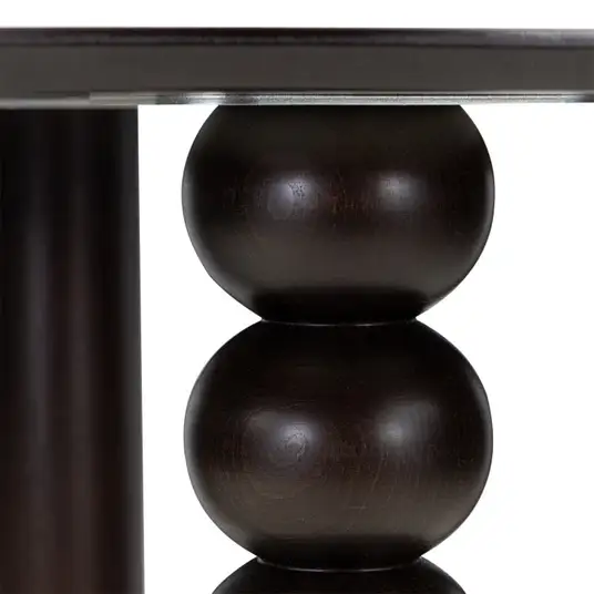 Stalas Bolla, apvalus, 100 cm, dekoratyvinė kojelė su rutuliais, ąžuolo fanera / riešutmedžio spalvos