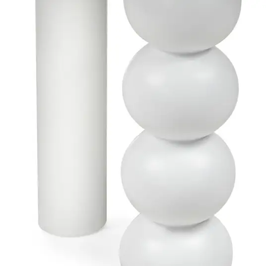 Stalas Bolla, apvalus, 100 cm, dekoratyvinė kojelė su rutuliais, bukmedžio fanera / baltos spalvos