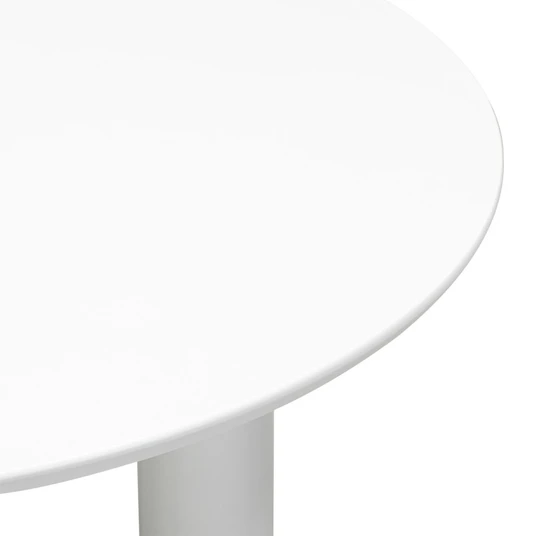 Stalas Bolla, apvalus, 100 cm, dekoratyvinė kojelė su rutuliais, bukmedžio fanera / baltos spalvos