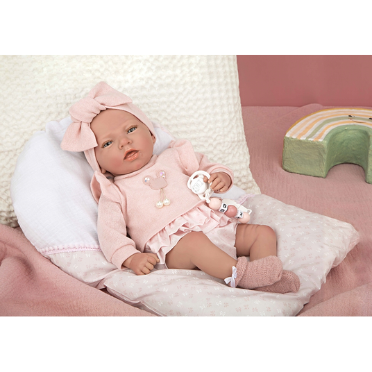 Reborn nukk koos roosade riietega, 40 cm
