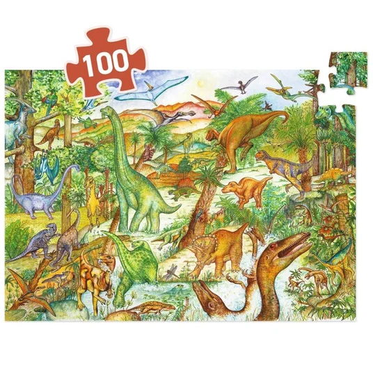 Dėlionė + brošiūra - Dinozaurai (100 detalių)
