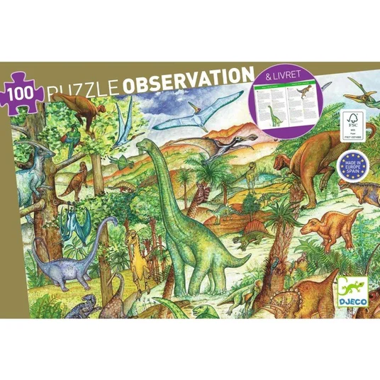 Dėlionė + brošiūra - Dinozaurai (100 detalių)