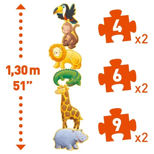 Milžiniška progresyvi dėlionė - Mozetė ir draugai (4, 6, 9 det.)