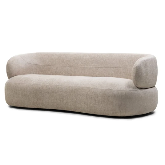 Svetainės sofa Tiubo, apvalūs kontūrai, šviesiai smėlio spalvos