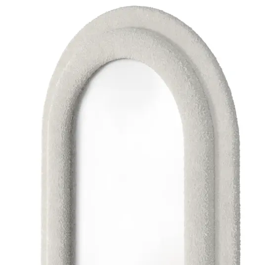 Veidrodis Riflesso, lanko formos, 60 × 160 cm, bouclé, baltos spalvos