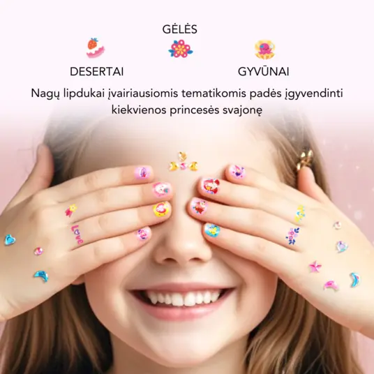 Mideer madingi nagų lipdukai - princesės tematika