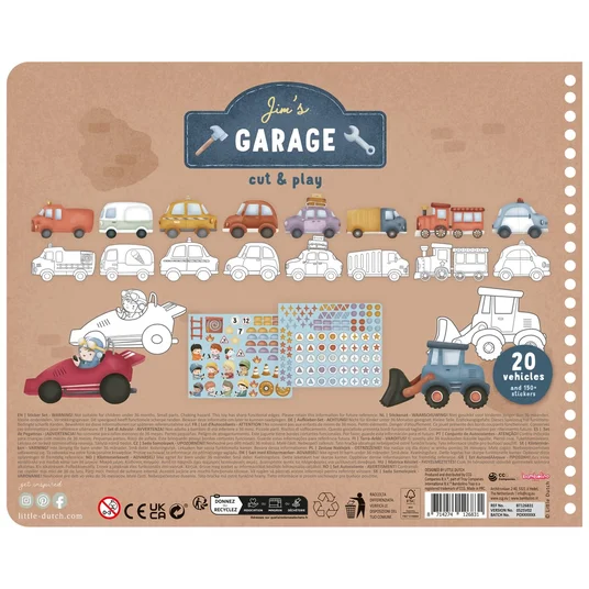Little Dutch knygelė su žirklėm Jim & Friends cars