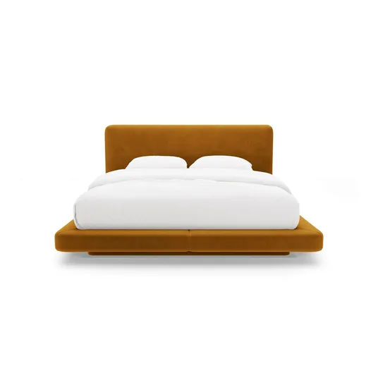 Velvet Bed With Headboard, "Linea", 224x225x98 Made in Europe