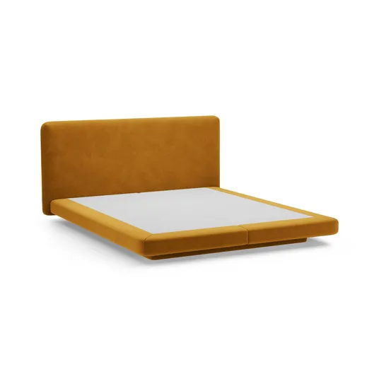 Velvet Bed With Headboard, "Linea", 224x225x98 Made in Europe