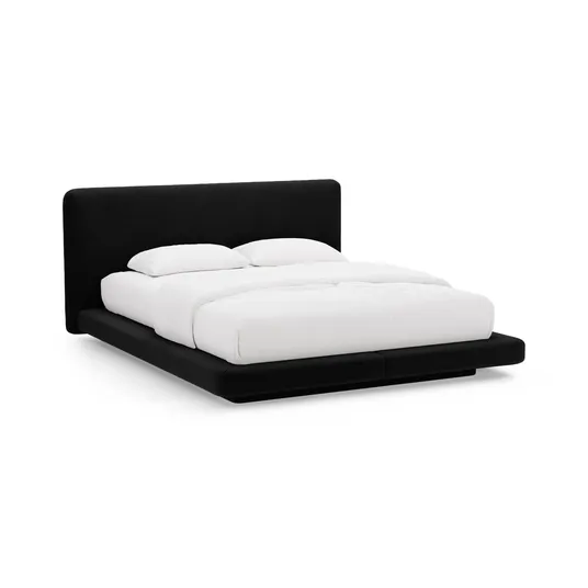 Velvet Bed With Headboard, "Linea", 204x225x98 Made in Europe