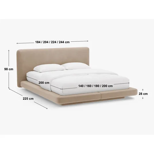 Bed With Headboard, "Linea", 224x225x98 Made in Europe