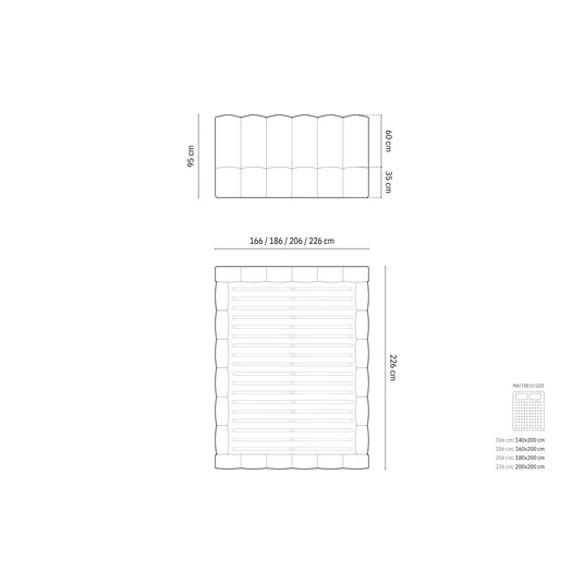 Storage Bed With Headboard, "Lupine", 166x226x95 Made in Europe