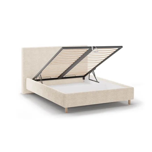 Boucle Storage Bed with Headboard, "Eloise", 170x220x110 Made in Europe