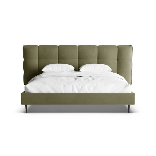 Velvet Storage Bed With Headboard, "Eric", 230x220x114 Made in Europe