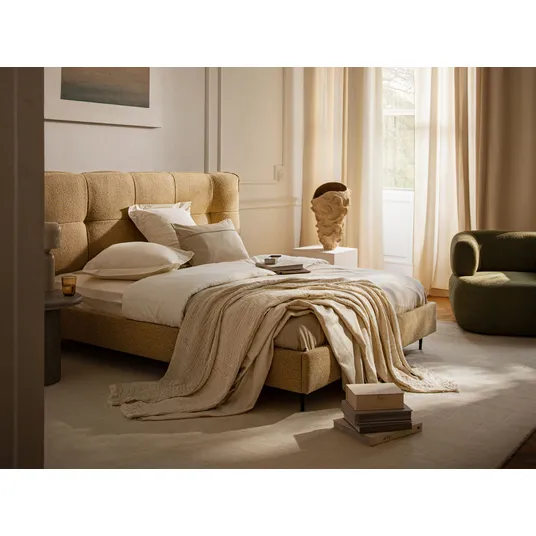 Boucle Storage Bed with Headboard, "Eric", 230x220x114 Made in Europe