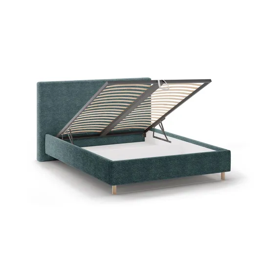 Boucle Storage Bed with Headboard, "Eloise", 190x220x110 Made in Europe