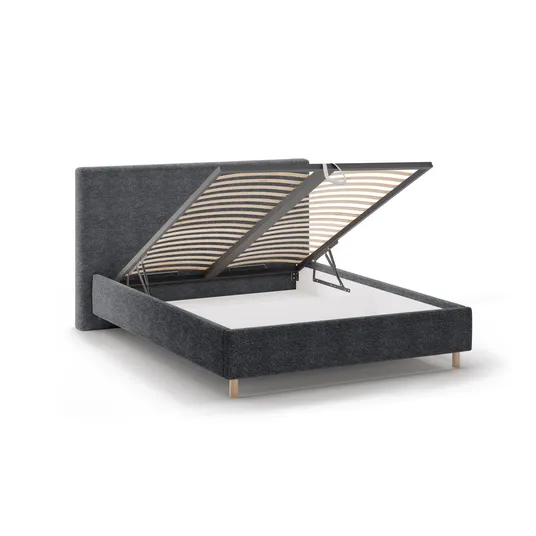 Boucle Storage Bed with Headboard, "Eloise", 190x220x110 Made in Europe