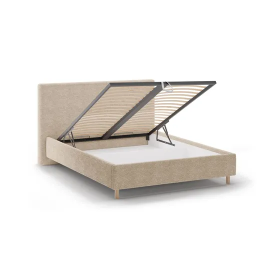 Boucle Storage Bed with Headboard, "Eloise", 210x220x110 Made in Europe