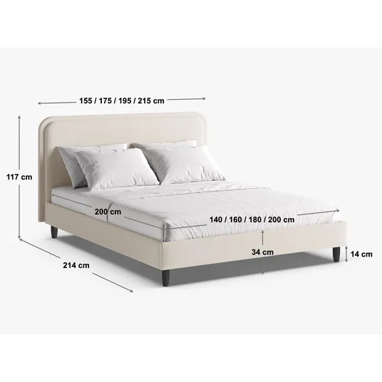 Bed With Headboard, "Aveline", 215x214x117 Made in Europe