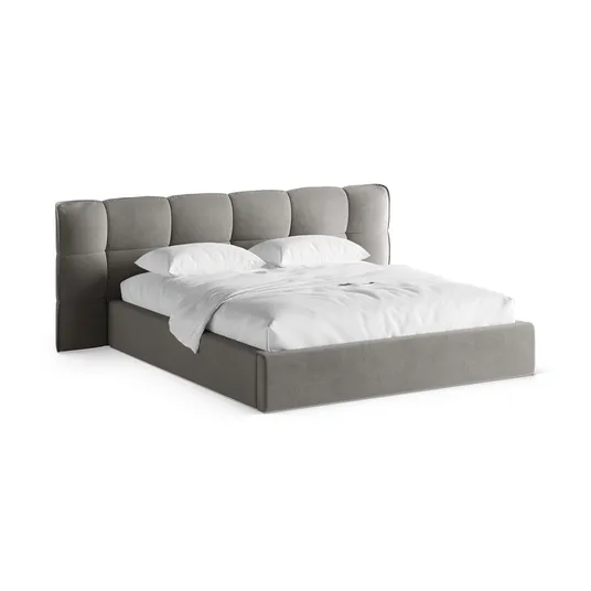 Velvet Storage Bed With Headboard, "Eric", 270x225x104 Made in Europe