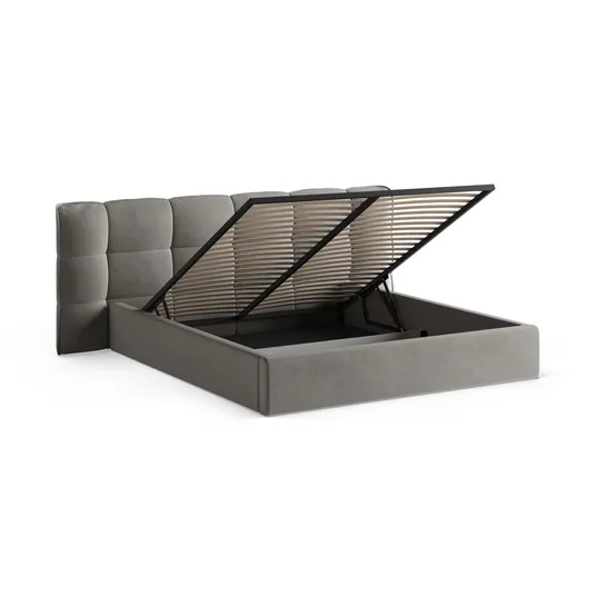 Velvet Storage Bed With Headboard, "Eric", 270x225x104 Made in Europe