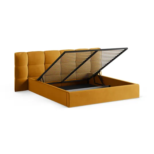 Velvet Storage Bed With Headboard, "Eric", 290x225x104 Made in Europe