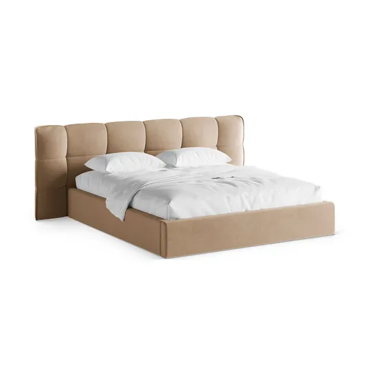 Velvet Storage Bed With Headboard, "Eric", 290x225x104 Made in Europe