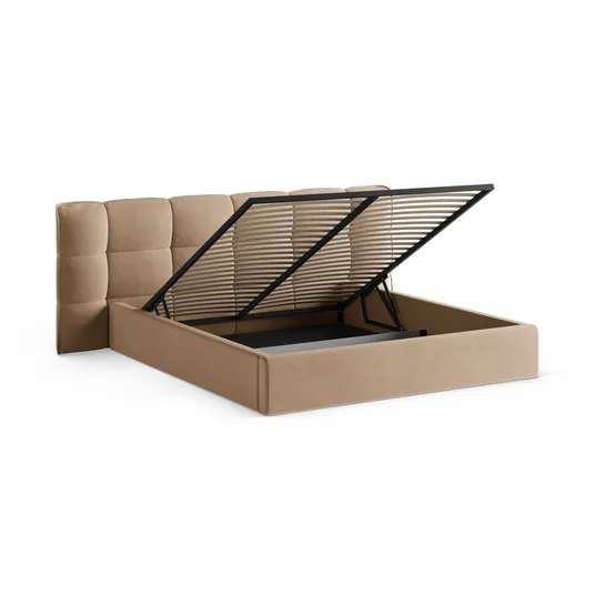 Velvet Storage Bed With Headboard, "Eric", 290x225x104 Made in Europe