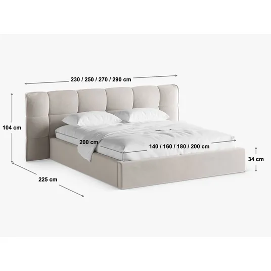Boucle Storage Bed with Headboard, "Eric", 290x225x104 Made in Europe