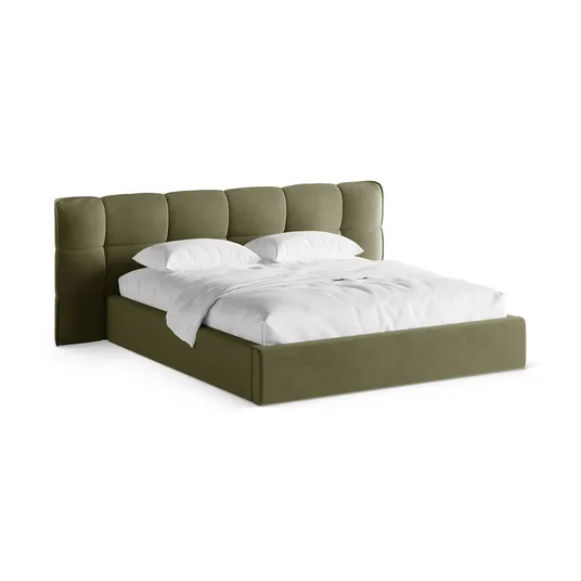 Velvet Storage Bed With Headboard, "Eric", 290x225x104 Made in Europe