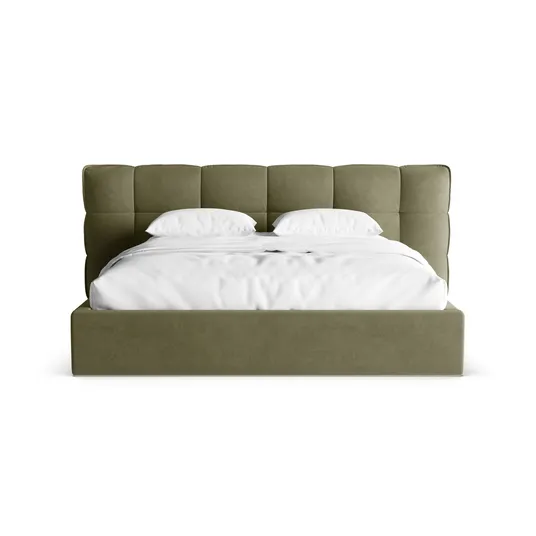Velvet Storage Bed With Headboard, "Eric", 290x225x104 Made in Europe