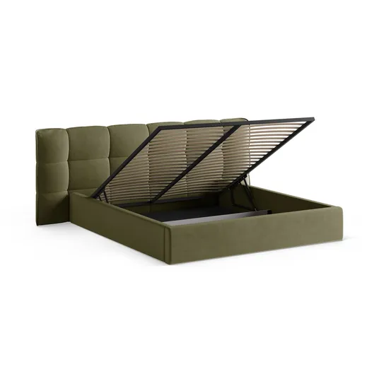 Velvet Storage Bed With Headboard, "Eric", 290x225x104 Made in Europe