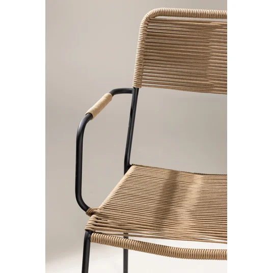 Lindos - Armchair - Black Alu / Latte Rope