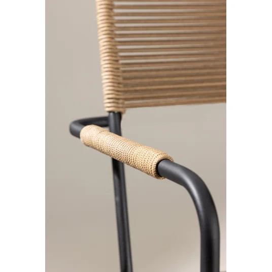 Lindos - Armchair - Black Alu / Latte Rope