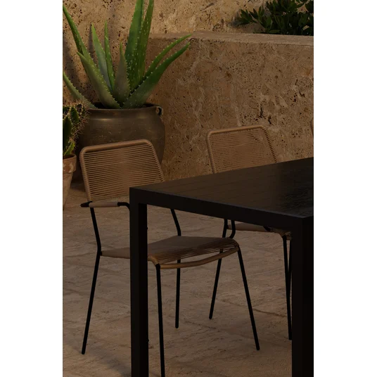 Break Table - Black with 6 Lindos Chair - Latte