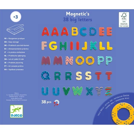 Magnetukų rinkinys - Magnetinės raidės (38 vnt.)