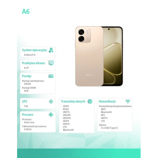 Nutitelefon A6 4G 6/256GB CPH2817 Aurora Gold