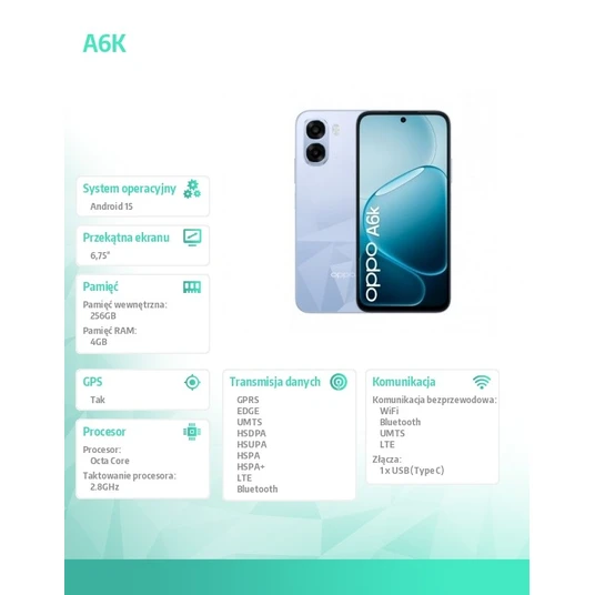 Smartphone A6k 4G 4/256GB CPH2891 light purple
