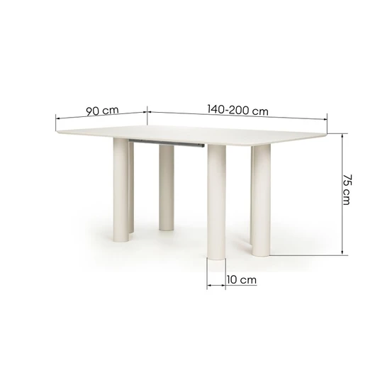 Išskleidžiamas stalas Loa, 140–200 cm, suapvalinti kraštai, bukmedžio fanera / bukmedžio masyvas, kašmyro spalvos