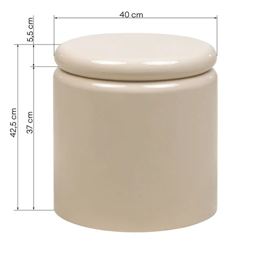 Šoninis staliukas Lue, 40 cm, blizgus, šviesiai smėlio spalvos