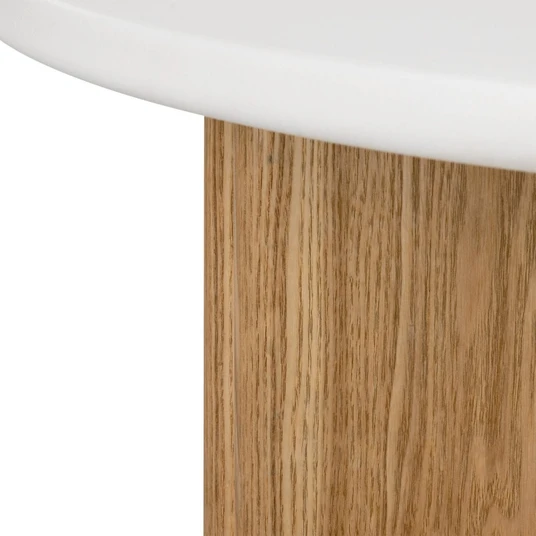 Šoninis staliukas Marlo II, 50 cm, mikrocementas, kreminės baltos / ąžuolo spalvos