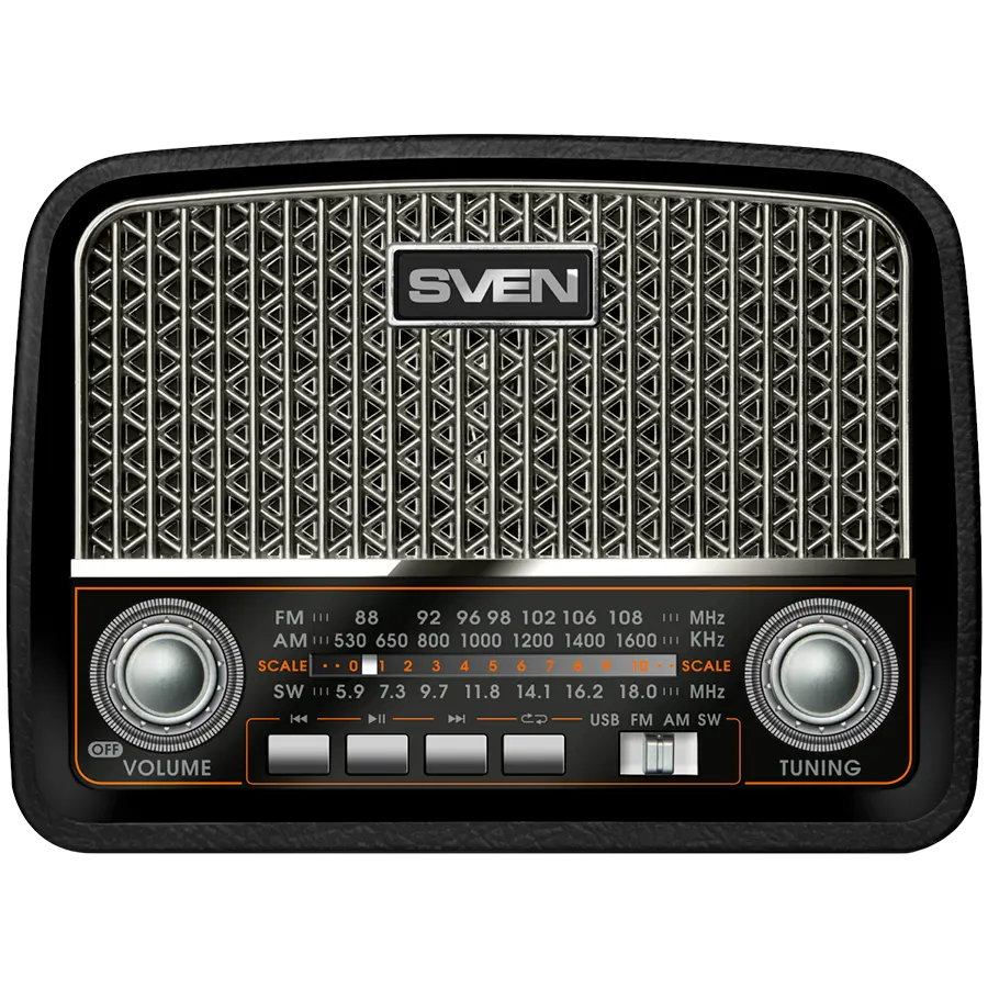 Skaļrunis SVEN SRP-555, melns-sudraba (3W, FM/AM/SW