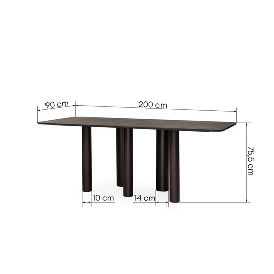 Stalas Ritro stalviršis, 200 cm, medinis, ąžuolo fanera / riešutmedžio spalvos