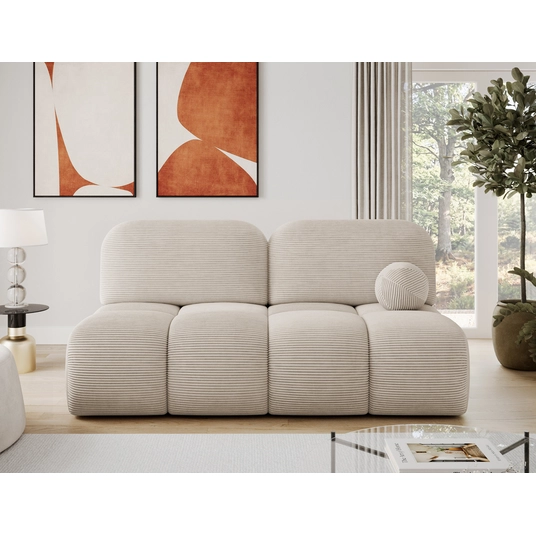 Nuwia sofa with sleeping function and storage box, beige velvet upholstery, Modern, White