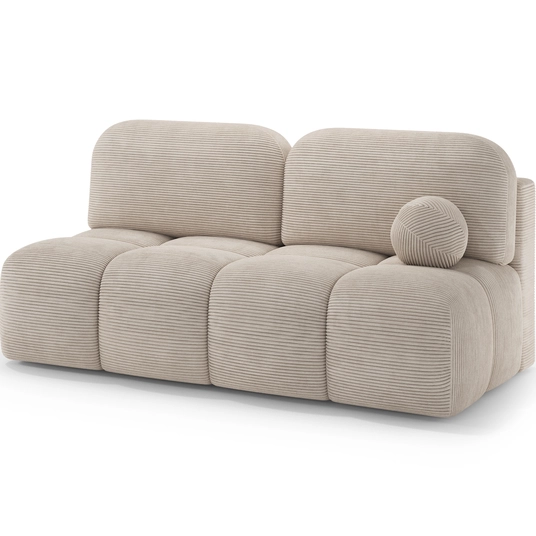 Nuwia sofa with sleeping function and storage box, beige velvet upholstery, Modern, White