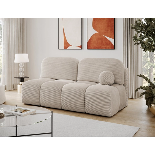 Nuwia sofa with sleeping function and storage box, beige velvet upholstery, Modern, White