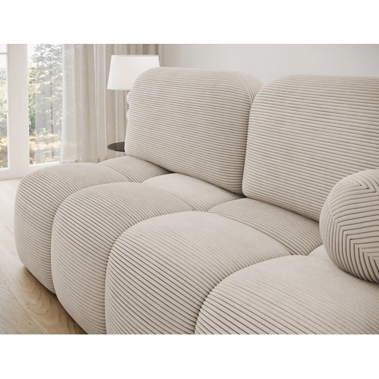 Nuwia sofa with sleeping function and storage box, beige velvet upholstery, Modern, White