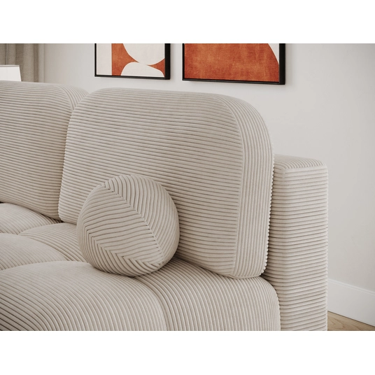 Nuwia sofa with sleeping function and storage box, beige velvet upholstery, Modern, White