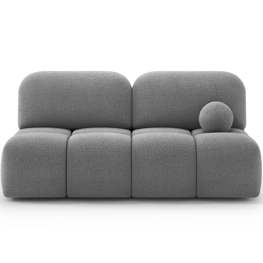 Nuwia sofa with sleeping function and storage box, grey bouclé upholstery, Modern, White