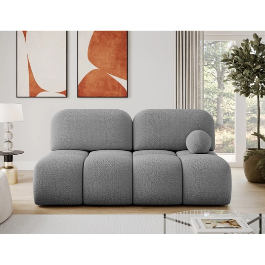 Nuwia sofa with sleeping function and storage box, grey bouclé upholstery, Modern, White